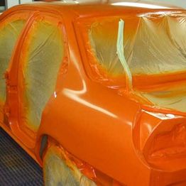 A car that has been re-sprayed orange