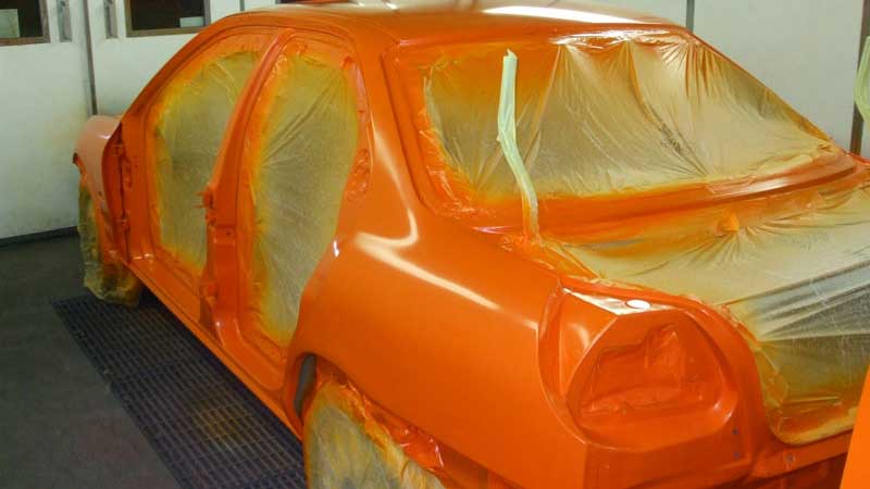 A car that has been re-sprayed orange