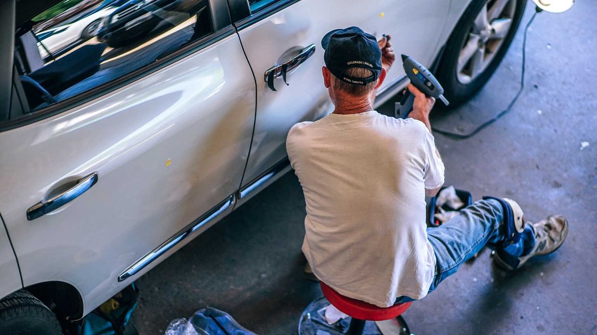 Car repairs being carried out
