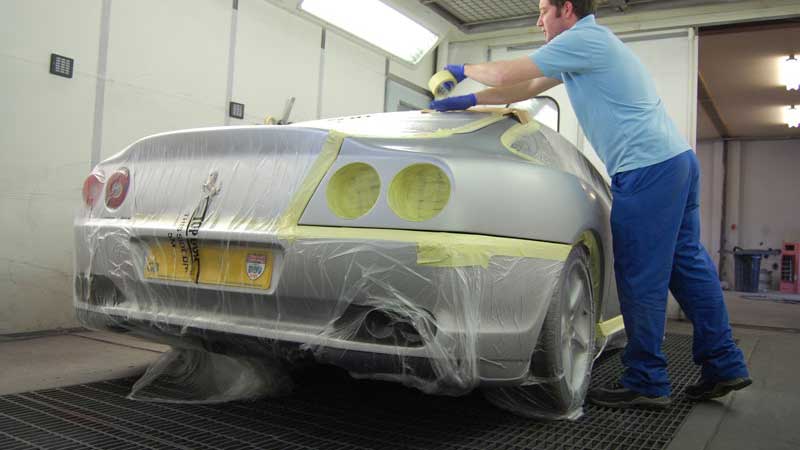 A Ferrari being worked on